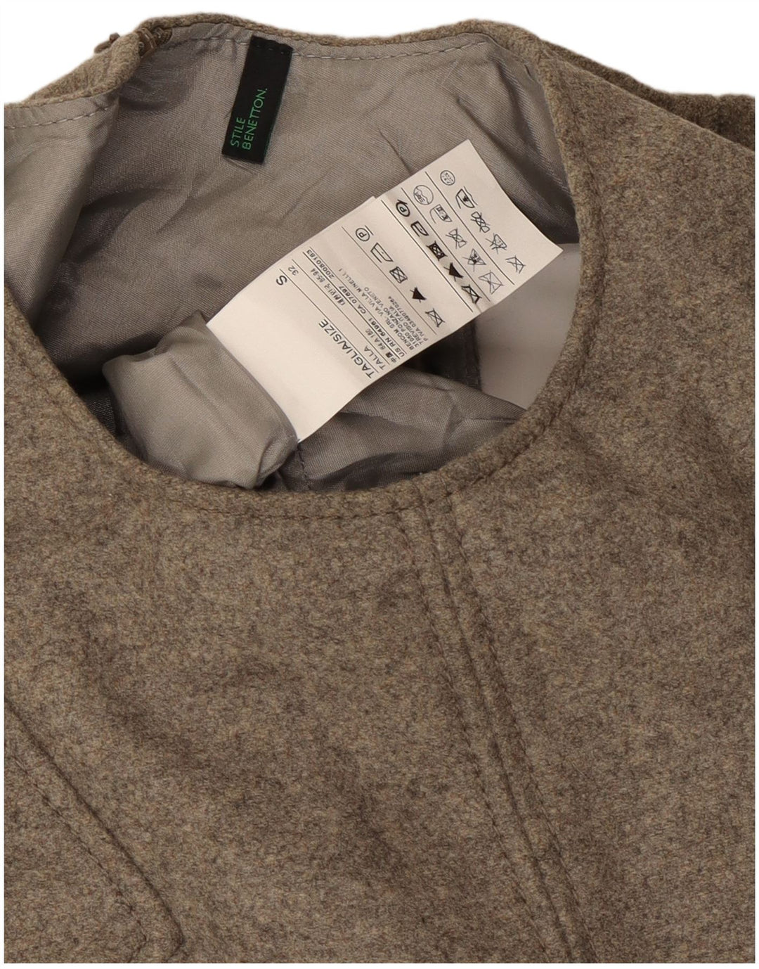 Benetton Womens Ærmeløs Shift Dress UK 10 Small Grey Wool