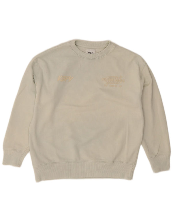 Zara Boys Grafisk Sweatshirt Jumper 9-10 år Grøn Bomuld