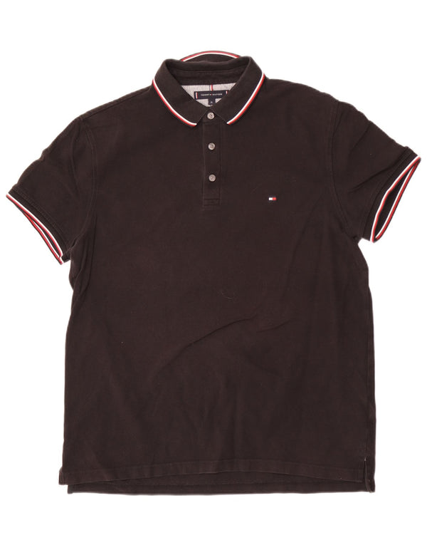 Tommy Hilfiger Herre Slim Fit Polo Shirt XL Sort Bomuld