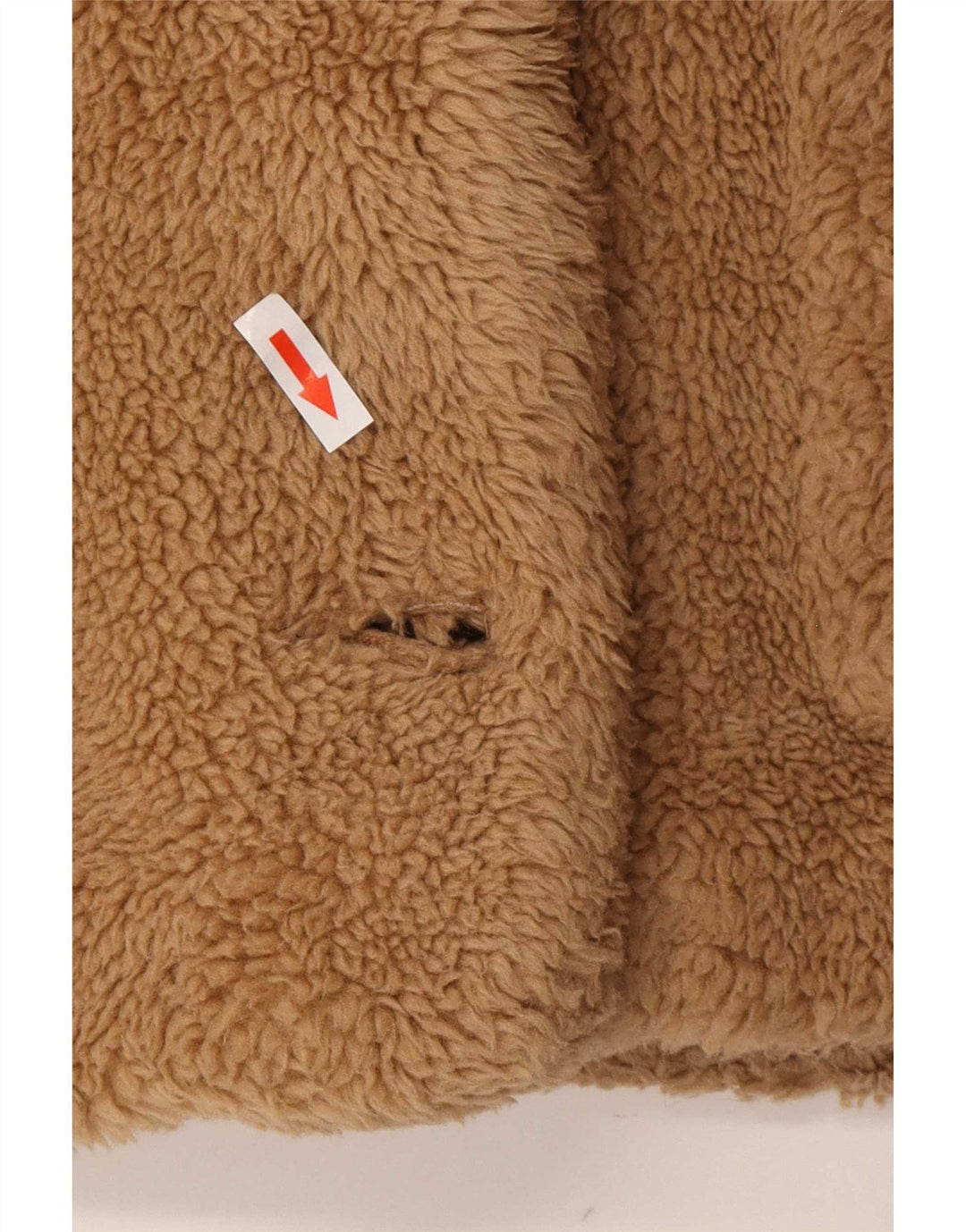 Zara Dame Oversized Sherpa Jacket UK 6 XS Brun Polyester