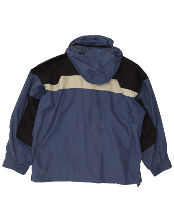 Champion Herre Hooded Windbreaker Jacket UK 40 Large Blue Colourblock Nylon