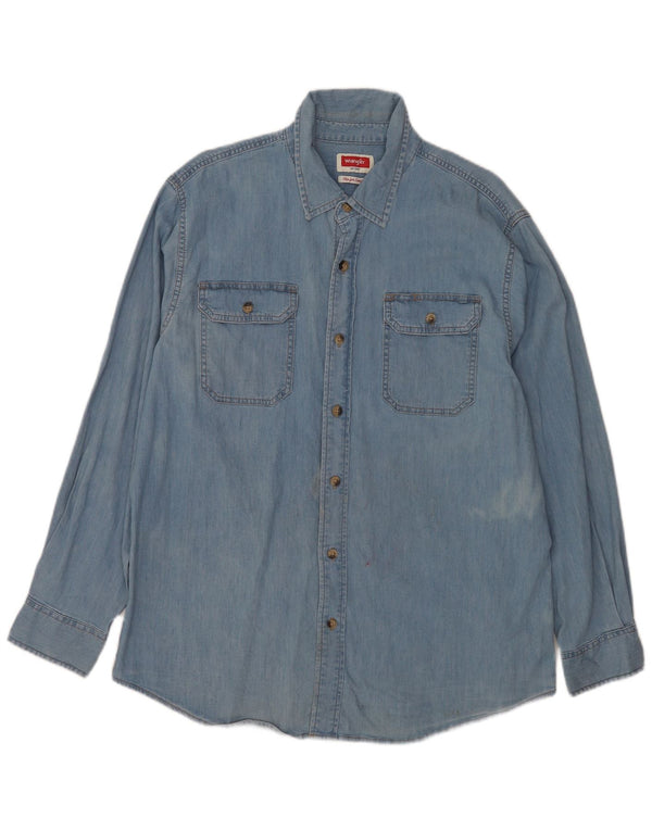 Wrangler Herre Regular Fit denimskjorte Stor blå bomuld