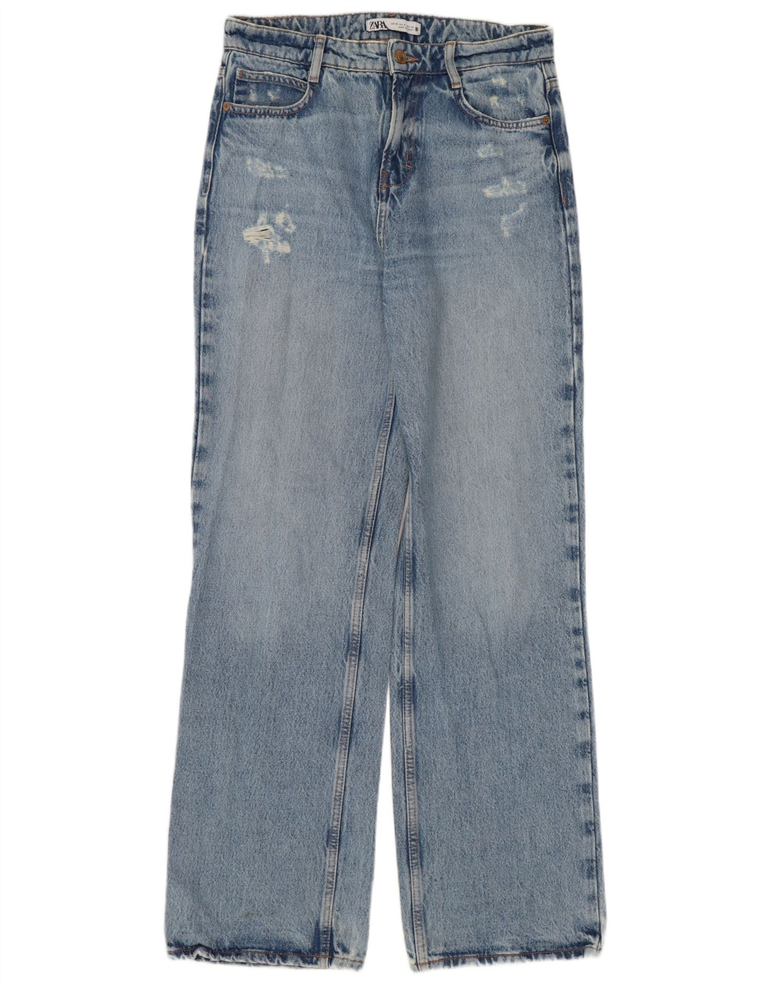 ZARA Dame Distressed Bootcut Jeans EU 36 XS W26 L32 Blå