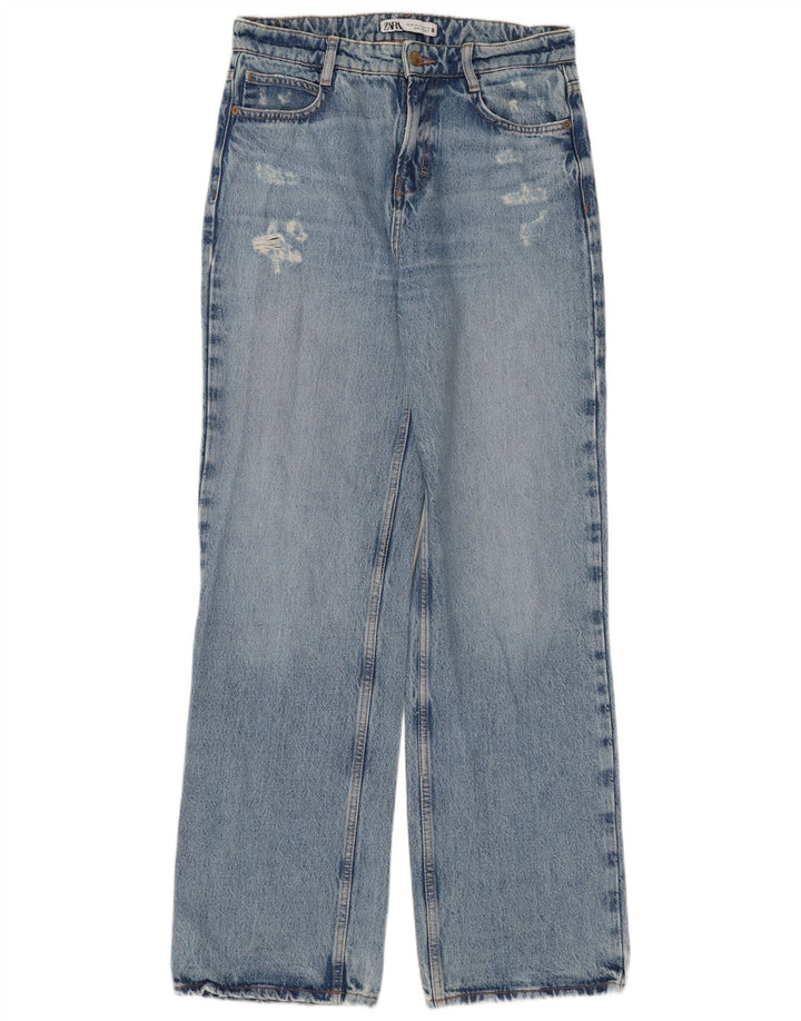 ZARA Dame Distressed Bootcut Jeans EU 36 XS W26 L32 Blå