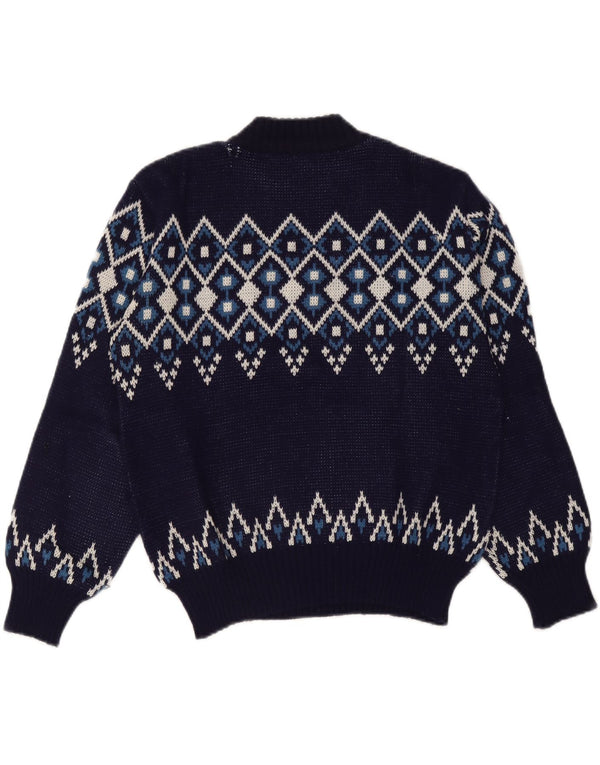 Vintage Dame Crew Neck Jumper Sweater UK 16 Large Navy Blue Akryl