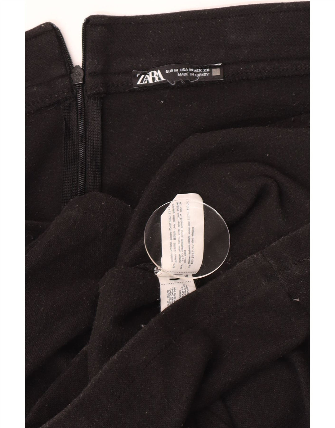 Zara Dame Højtalje Maxi Nederdel Medium W30 Sort Polyester