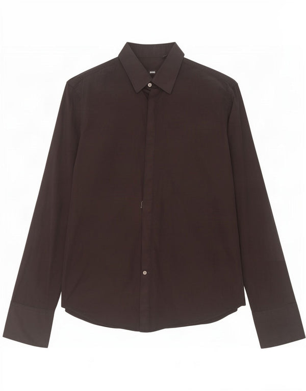 Hugo Boss Herre Slim Fit Formel Skjorte Størrelse 43 17 XL Sort Bomuld