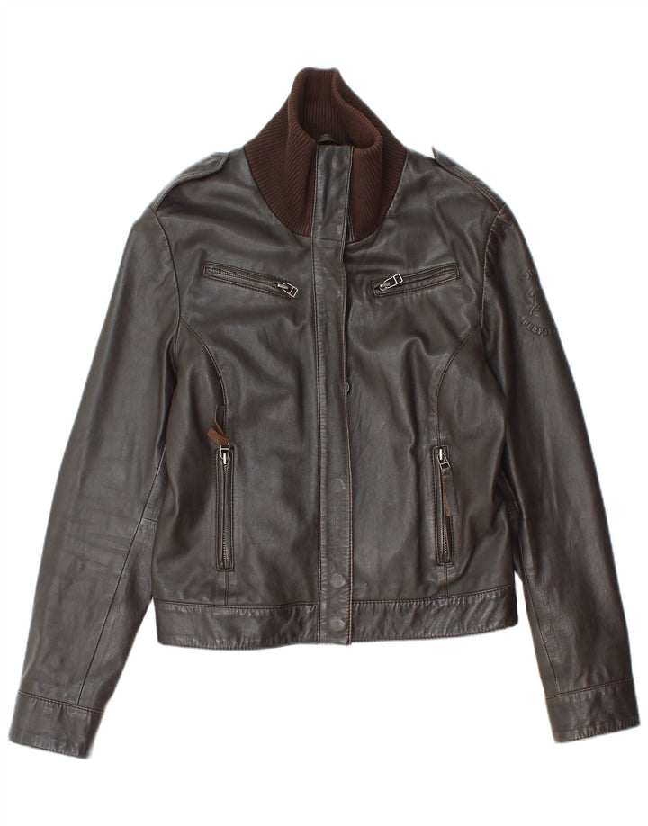 Vintage læderjakke til kvinder UK 12 medium brunt læder