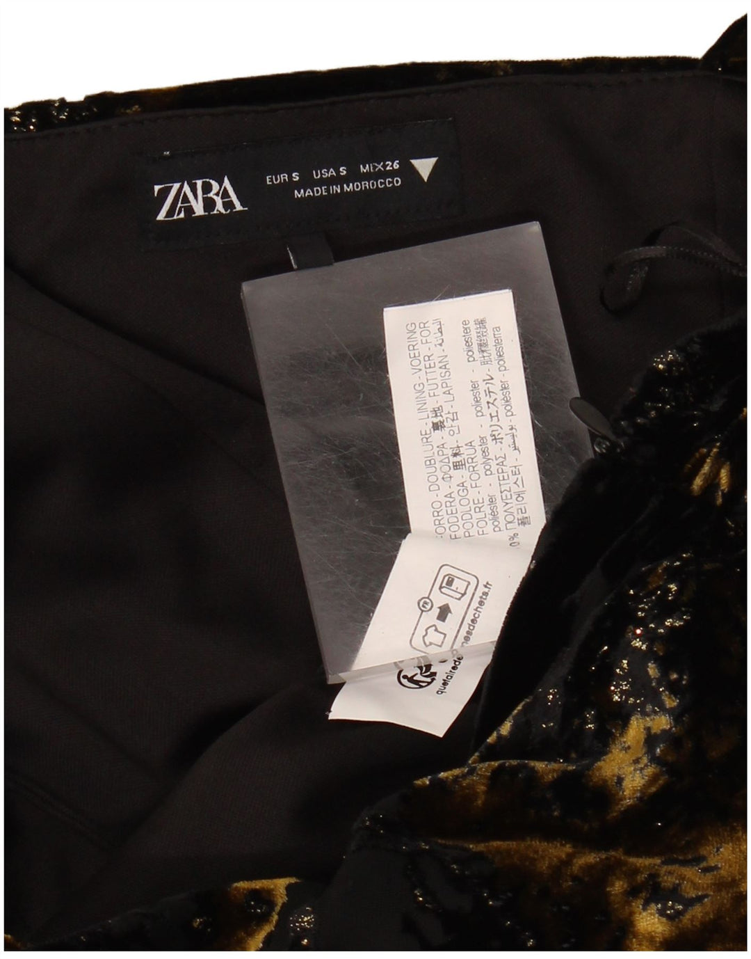 ZARA Womens Abstract Pattern Crop Halter Top UK 10 Small Black Polyester