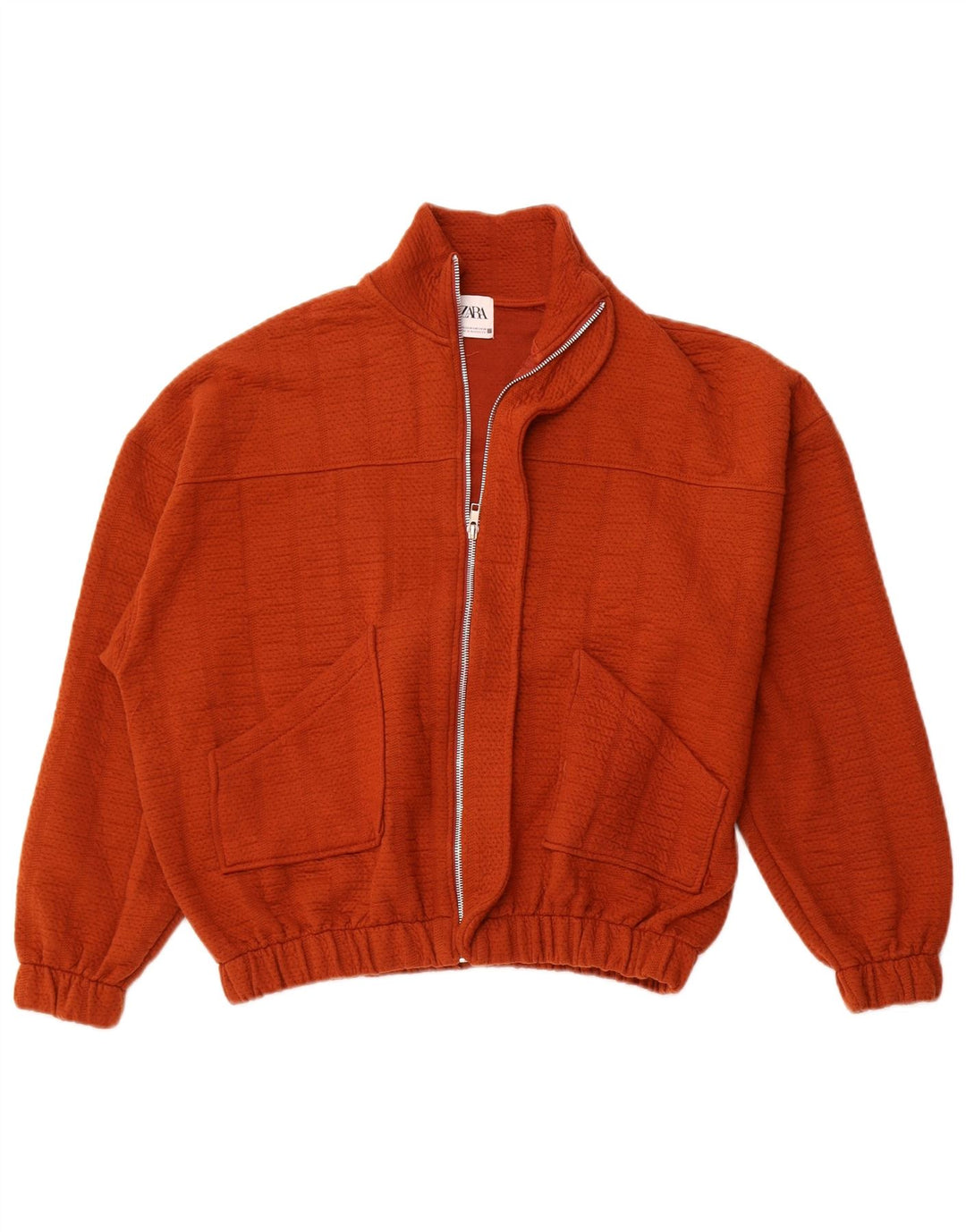 ZARA Oversized bomberjakke til kvinder UK 6 XS Maroon Polyester