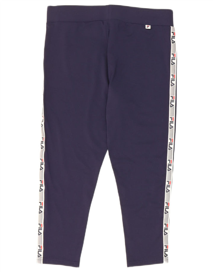Fila Womens Grafiske Capri Leggings UK 14 Medium Navy Blue Colourblock