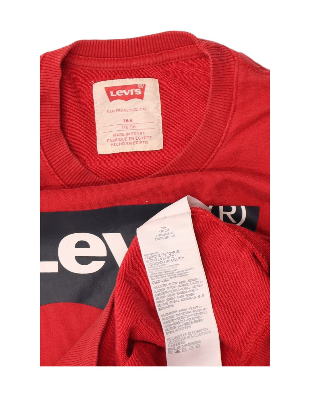 Levi's Boys Grafisk Sweatshirt Jumper 15-16 år Rød Bomuld