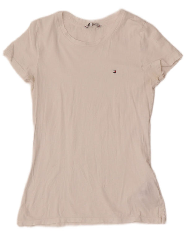 Tommy Hilfiger Womens T-Shirt Top UK 8 Small White Cotton