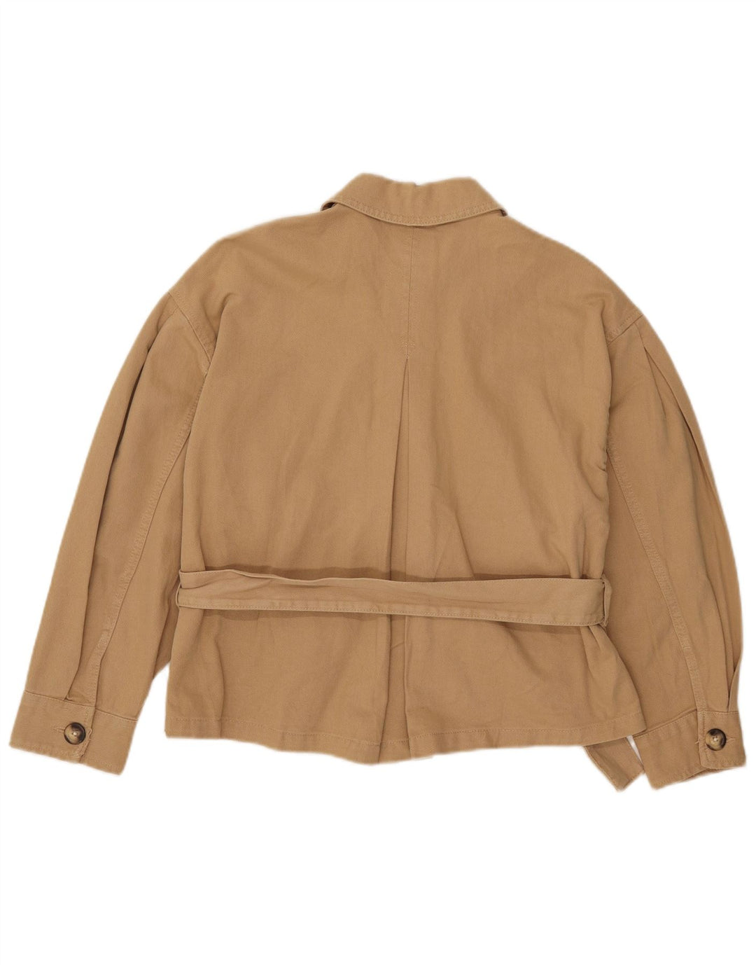 Zara 3/4-ærmet oversize jakke til kvinder, DK 10 lille beige bomuld