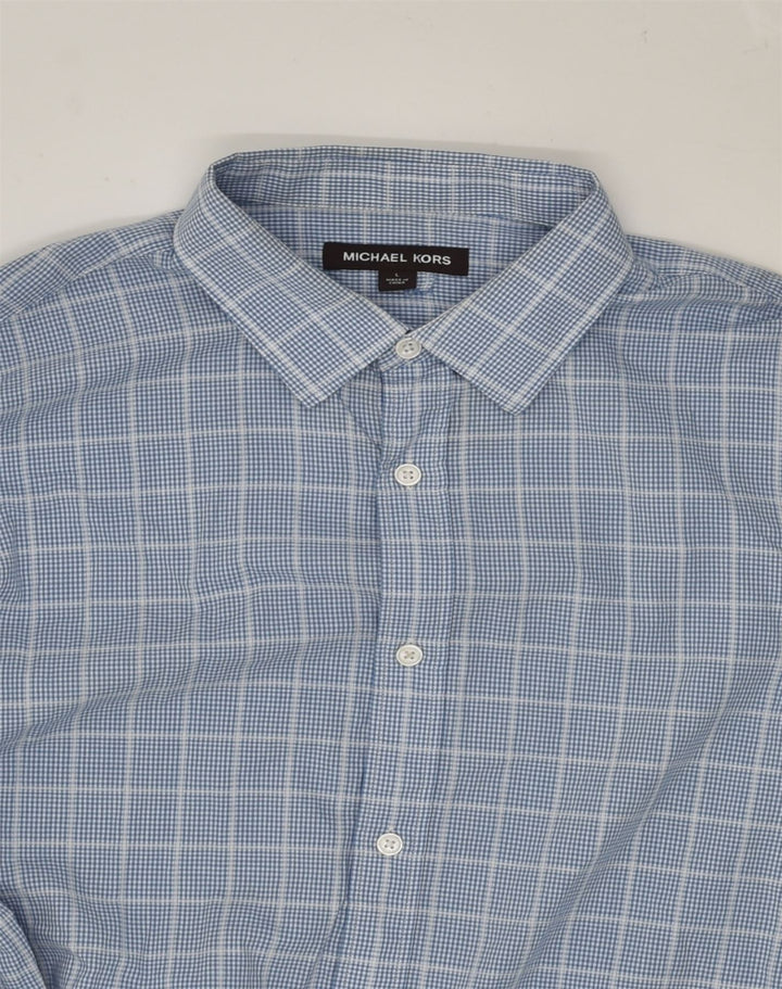 MICHAEL KORS Mens Shirt Large Blue Check Cotton | Vintage Michael Kors | Thrift | Second-Hand Michael Kors | Used Clothing | Messina Hembry 