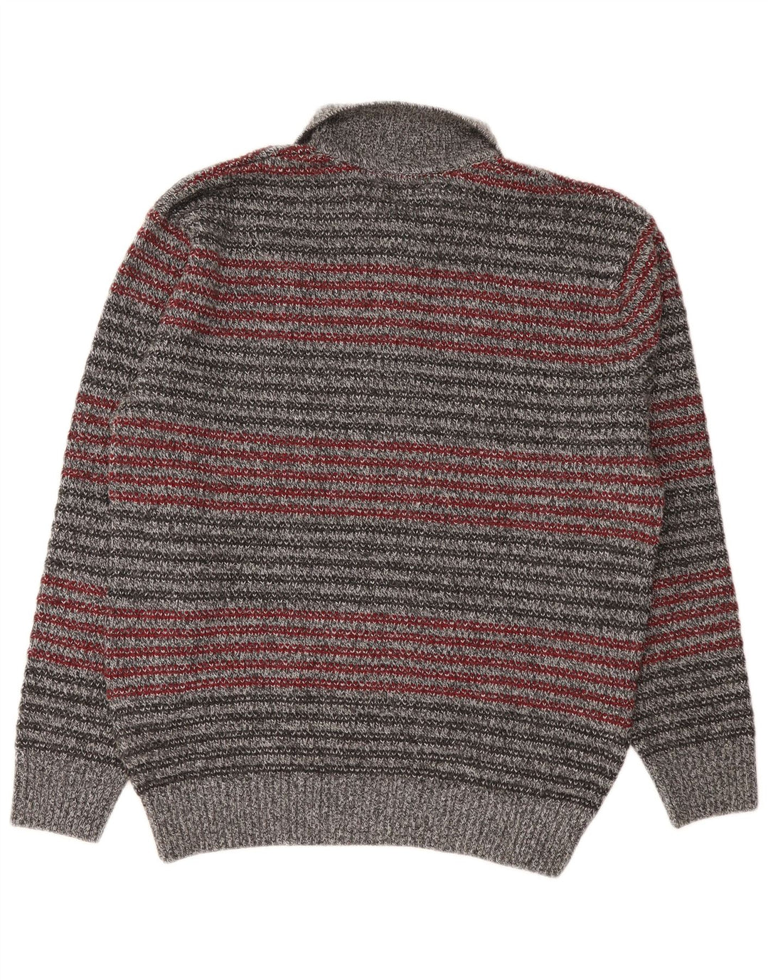 Barisal Herre Polo Neck Jumper Sweater Medium Grå Stribet Polyacryl
