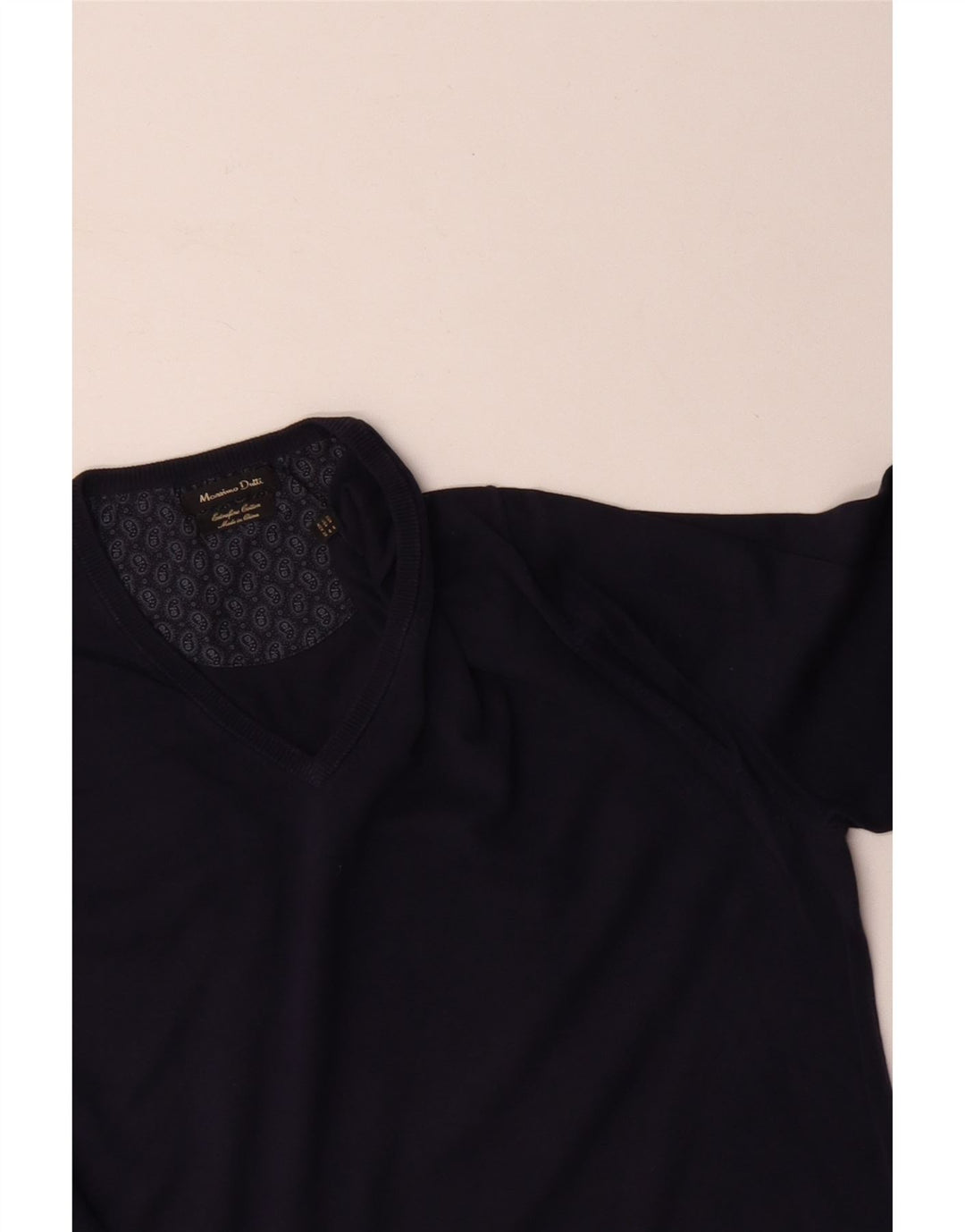MASSIMO DUTTI Herre V-hals sweater Medium Marineblå