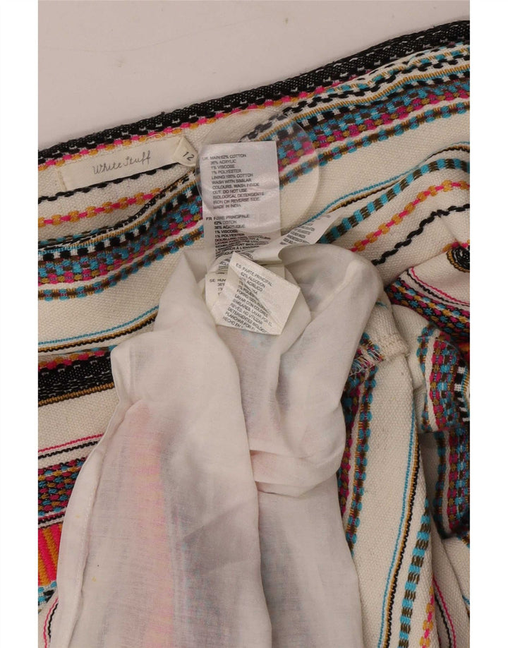 White Stuff Dame Mini-nederdel UK 12 Medium W32 Flerfarvet stribet bomuld