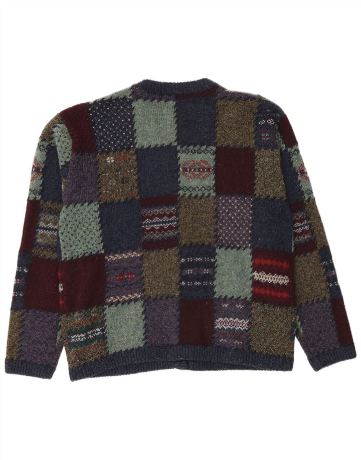 Eddie Bauer Dame Cardigan Sweater UK 14 Medium Flerfarvet Patchwork