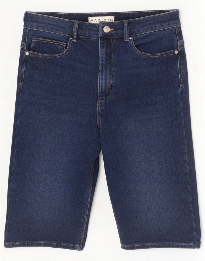 Marks & Spencer Dame Magic Denim Shorts UK 12 Medium W28 Navy Blue