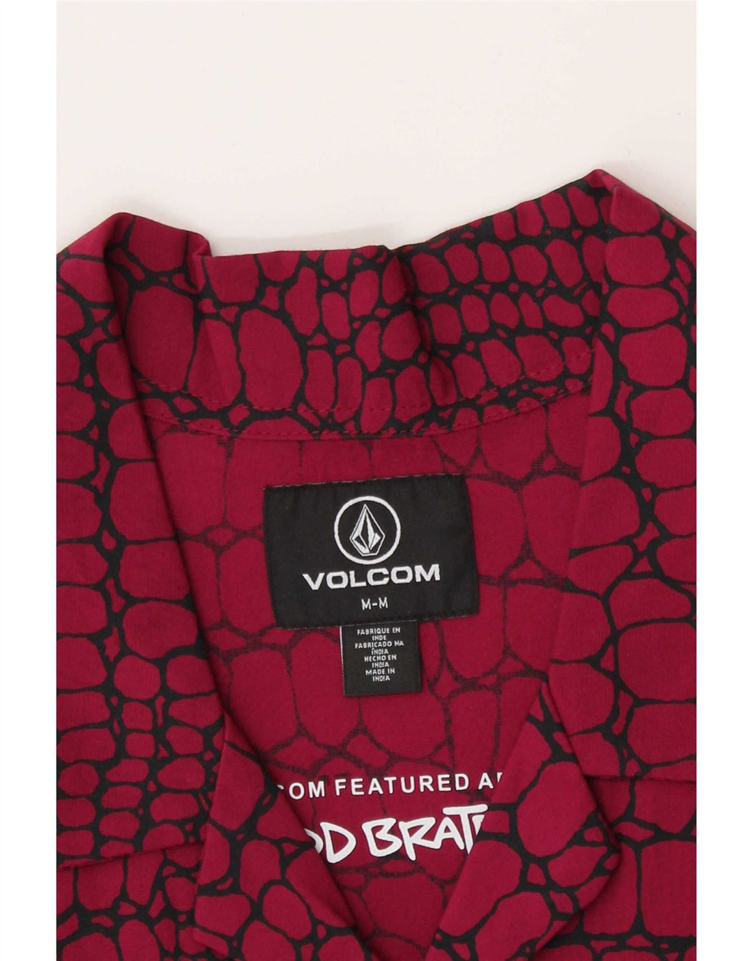 Volcom Herre kortærmet skjorte Medium rødt dyreprint