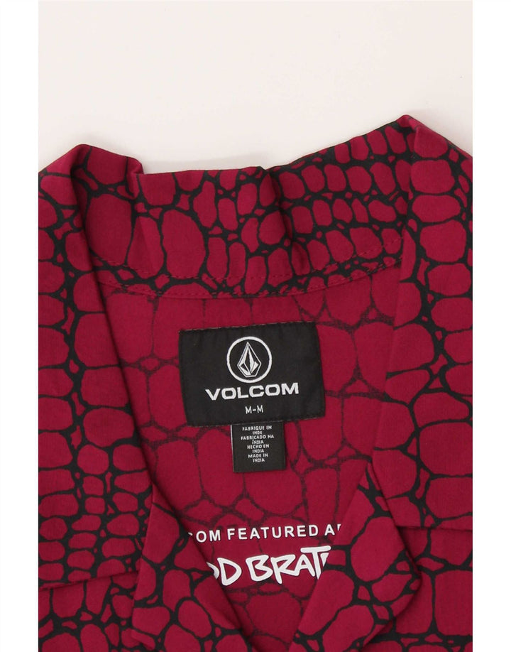 Volcom Herre kortærmet skjorte Medium rødt dyreprint