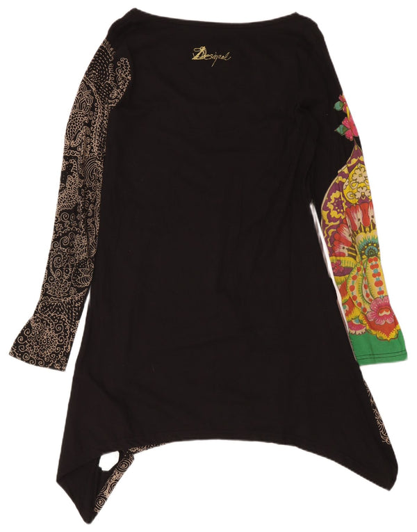 Desigual Dame Grafisk Asymmetrisk Tunika Kjole UK 14 Stor Sort Paisley