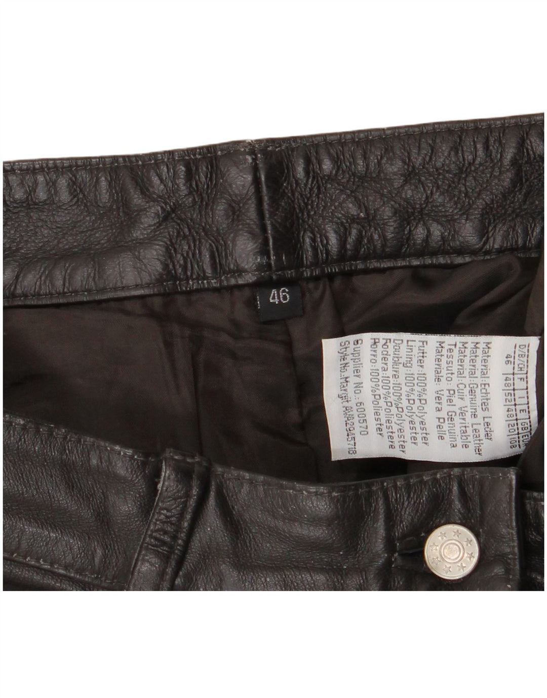 Vintage lige læderbukser til kvinder IT 46 Large W34 L30 sort læder