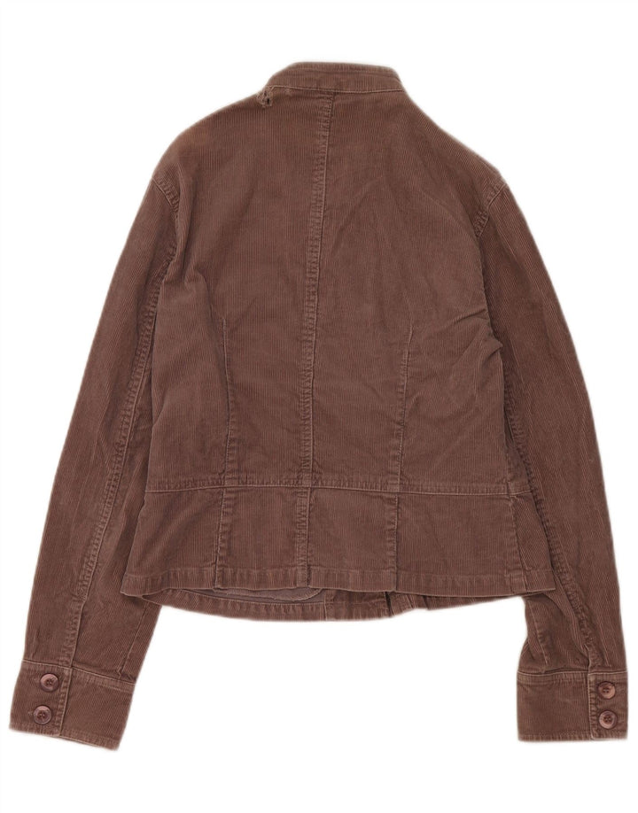 Monsoon Womens Crop Corduroy Jacket UK 12 Medium Brown Bomuld