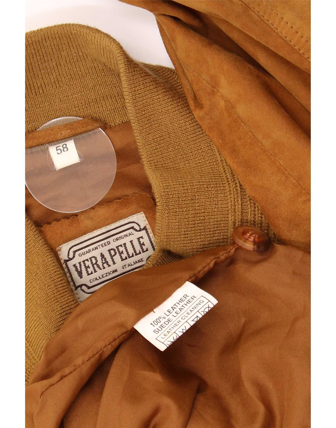 Vintage herre ruskind bomberjakke IT 58 4XL brun læder retro