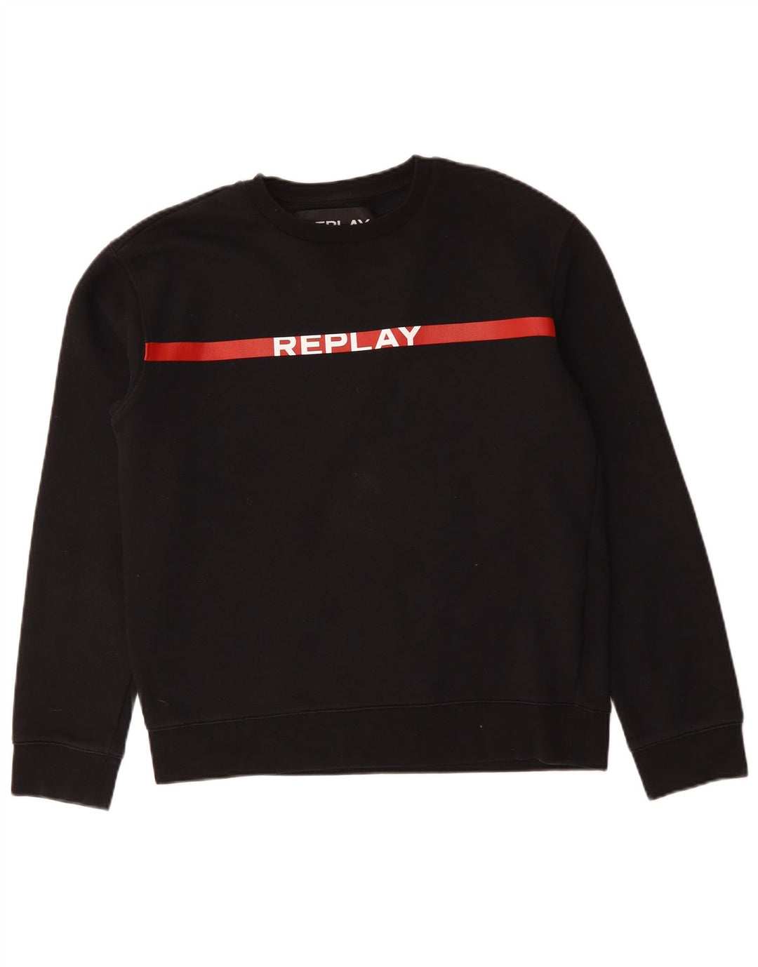 Replay Herre Grafisk Sweatshirt Jumper Medium Sort Bomuld