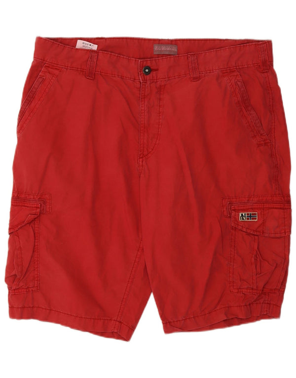 Napapijri Mens Geographic Cargo Shorts W35 Large Red Cotton