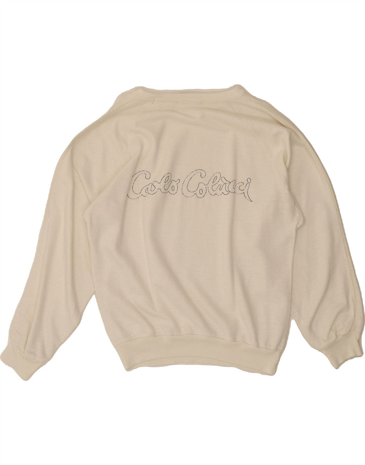 CARLO COLUCCI Womens Graphic Sweatshirt Jumper UK 18 XL White Vintage Carlo Colucci and Second-Hand Carlo Colucci from Messina Hembry 