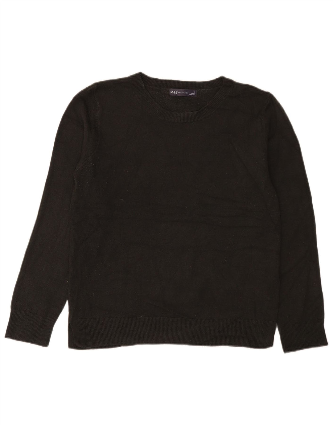 Marks & Spencer Dame sweater med rund hals DK 12 Medium Sort Akryl