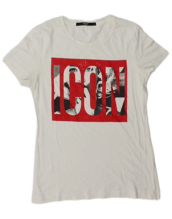 Guess Grafisk T-shirt top til kvinder UK 14 Medium White