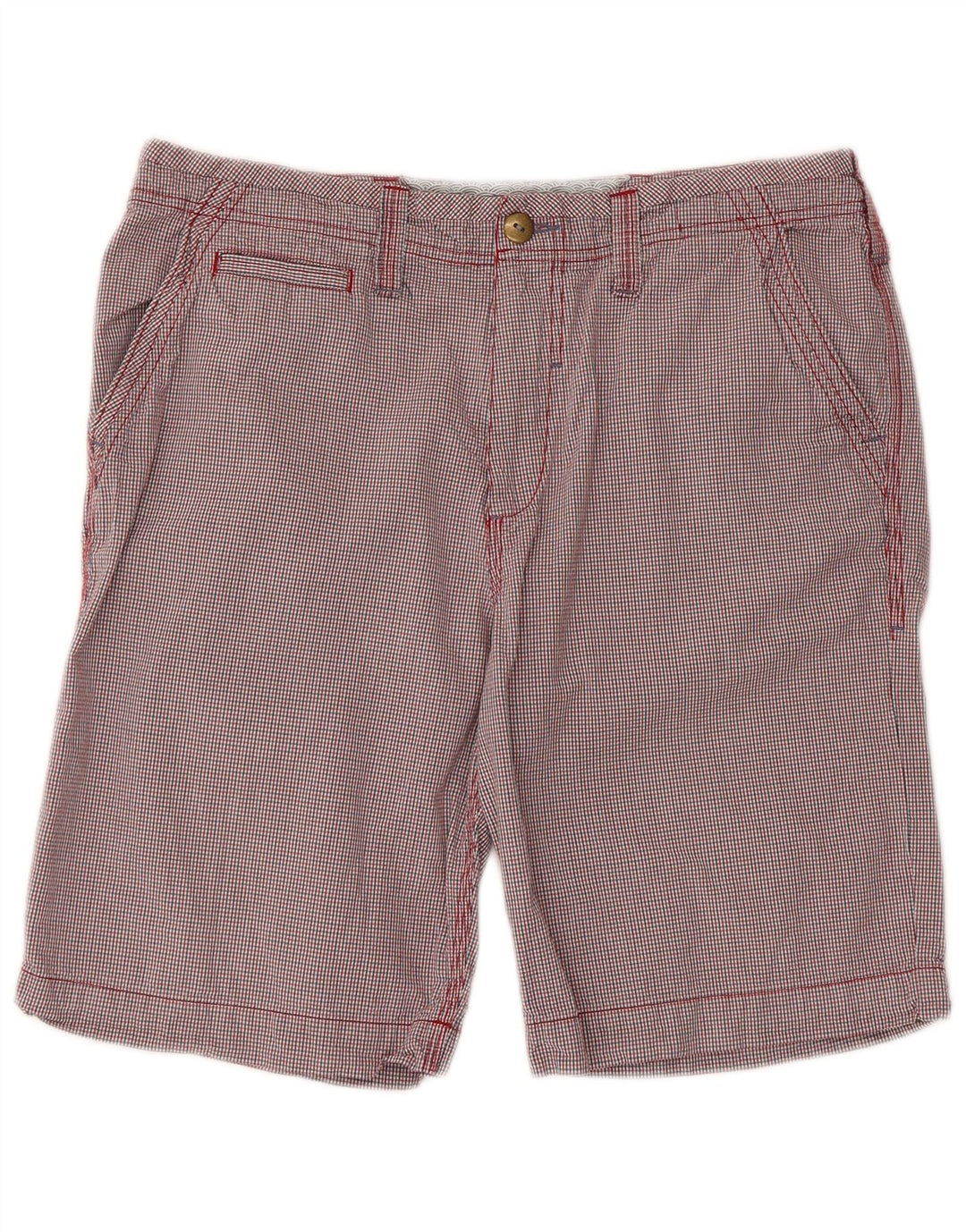 HVIDE TING Herre Chino Shorts W34 Large Red Gingham Cotton