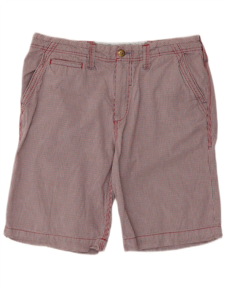 HVIDE TING Herre Chino Shorts W34 Large Red Gingham Cotton