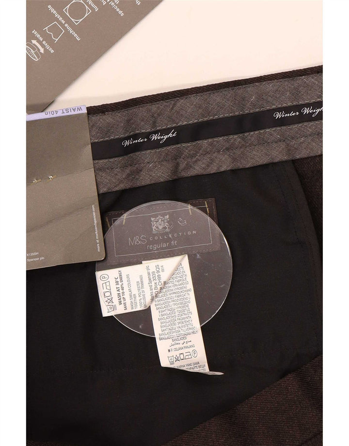 Marks & Spencer Herre Regular Fit Suit Bukser W40 L31 Brun polyester