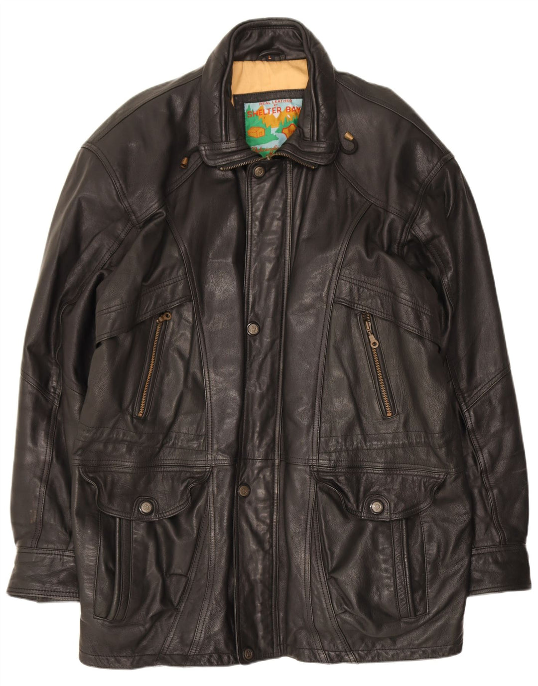 Shelter Bay Herre læderfrakke UK 40 Large Black