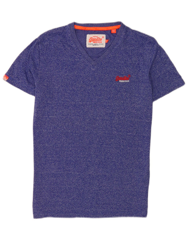 Superdry Mens T-Shirt Top Small Blue Flecked Cotton