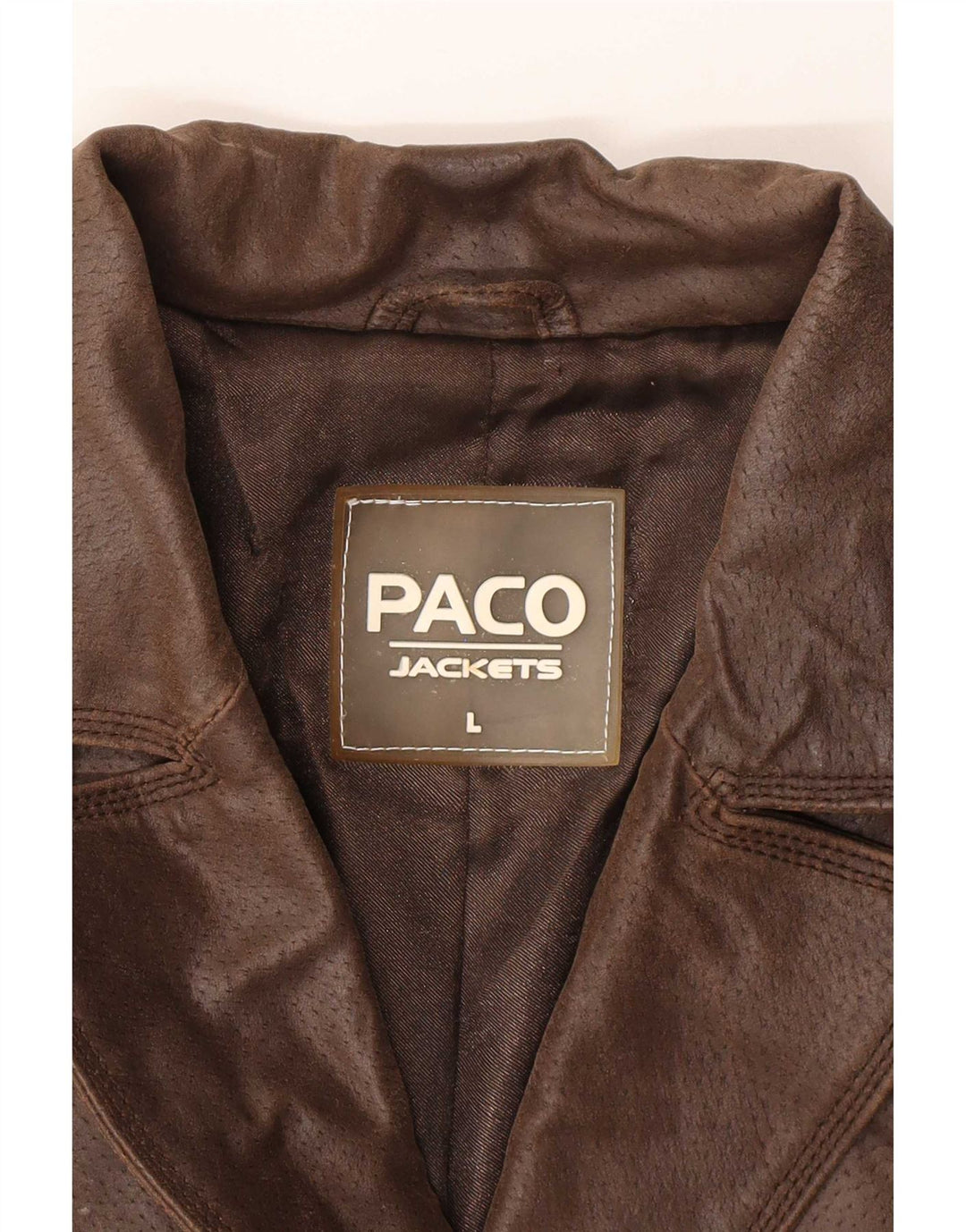 Paco Dame 2 Knaps Læder Blazer Jakke UK 16 Stor Brun