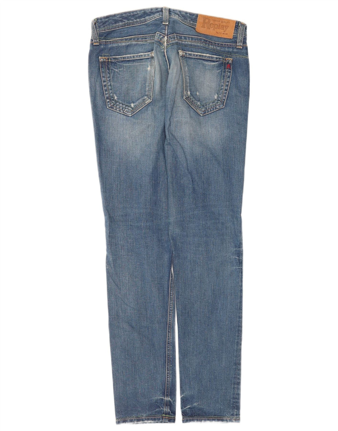 Replay Dame Slim Jeans W26 L30 Blå Bomuld