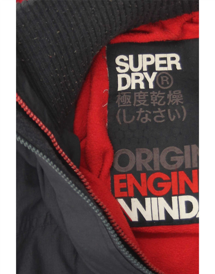 Superdry Windbreaker-jakke med hætte til mænd UK 40 Stor marineblå polyester