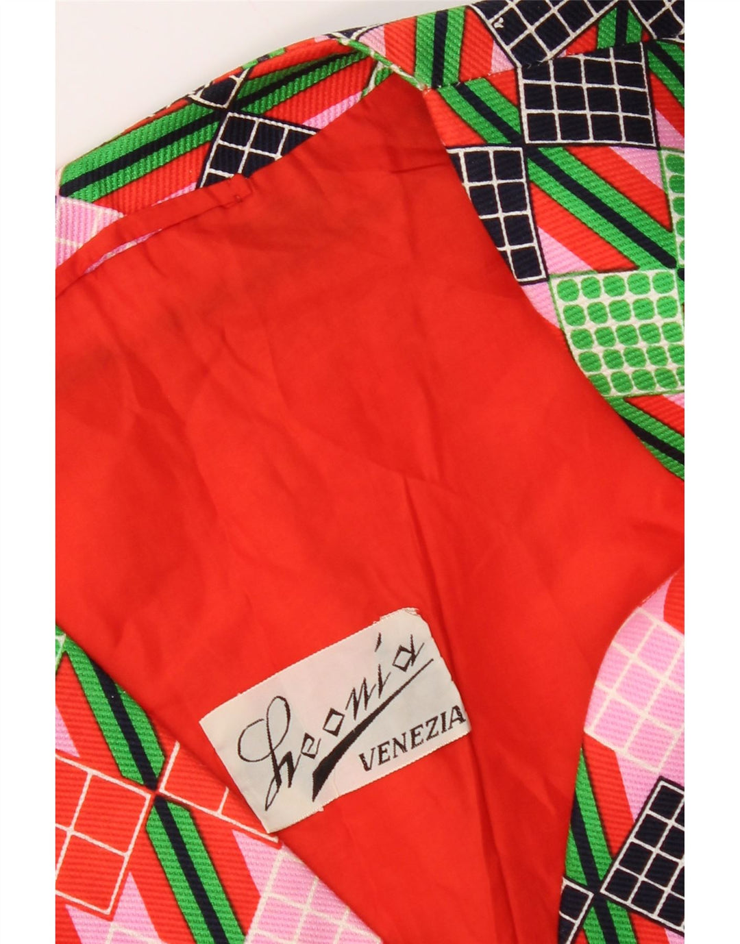 Vintage Dame 4-knaps blazerjakke UK 12 Medium Flerfarvet Geometrisk