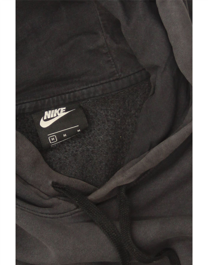 Nike Dame Oversized Hoodie Jumper UK 14 Medium Sort Bomuld