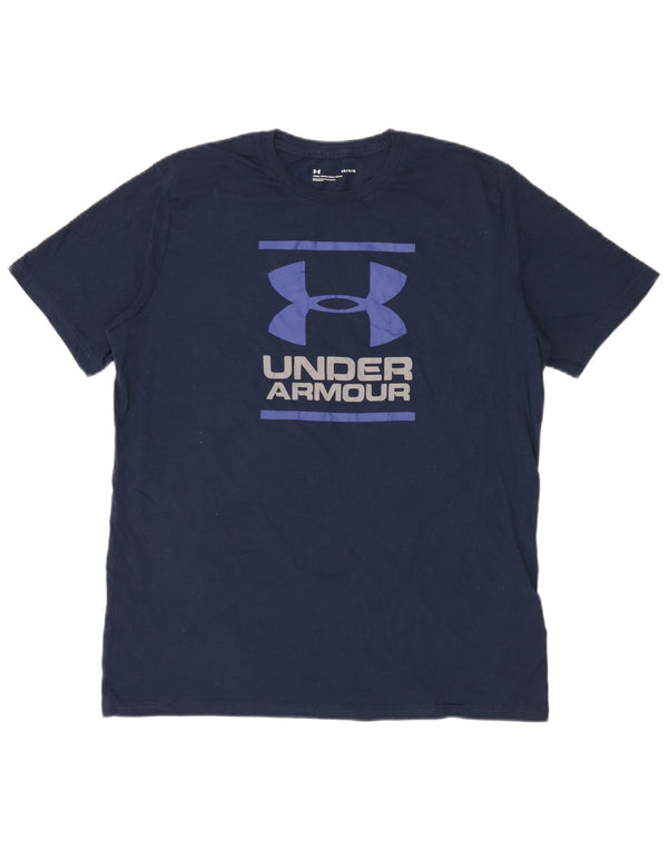 Under Armour Herre grafisk T-shirt Top Stor marineblå bomuld