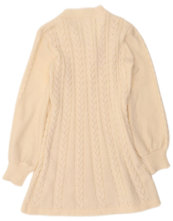 Vintage Dame Jumper Kjole UK 14 Medium Off White