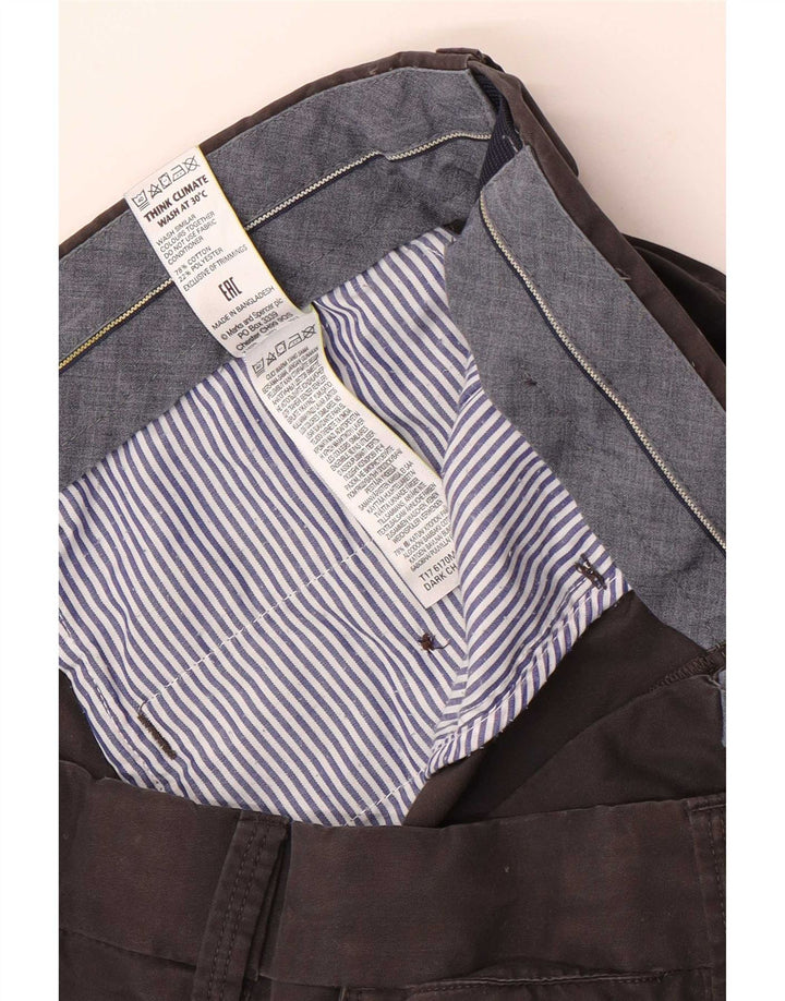 Marks & Spencer Straight Chino-bukser til mænd W34 L31 Grå bomuld
