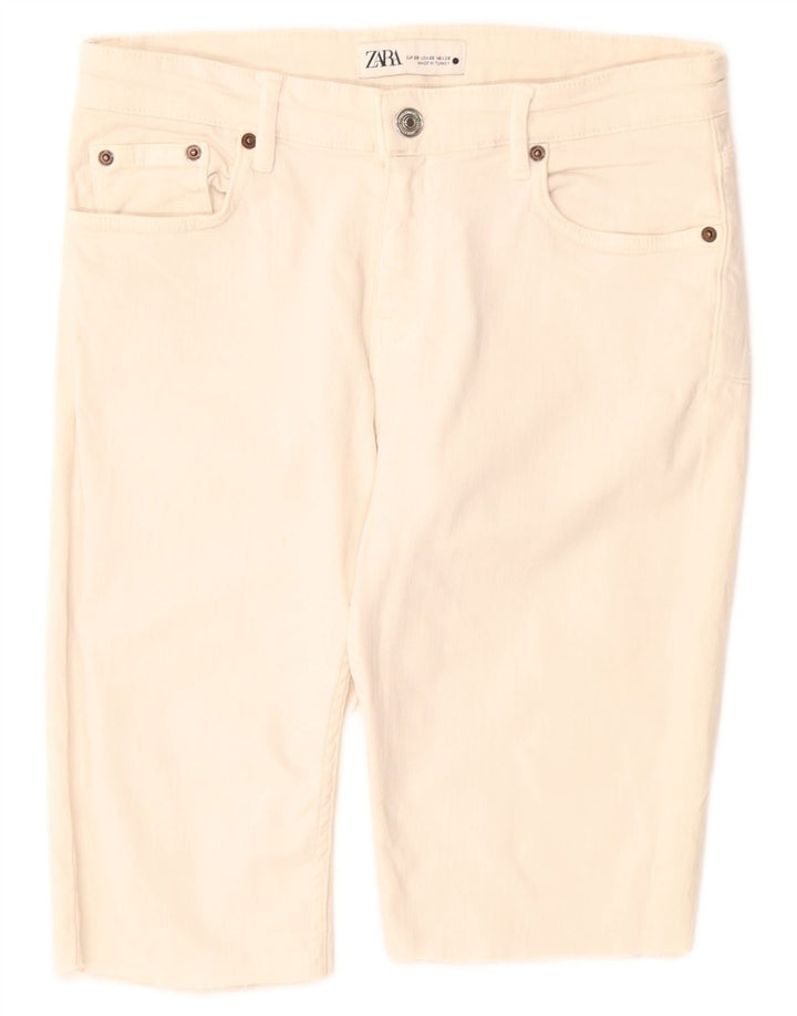 ZARA Bermuda denimshorts til kvinder EU 38 Small W28 Off White