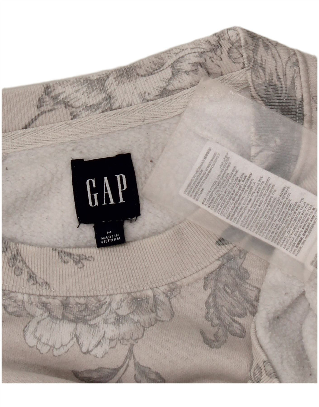 Gap Dame Sweatshirt Jumper UK 14 Medium Grey Floral Bomuld